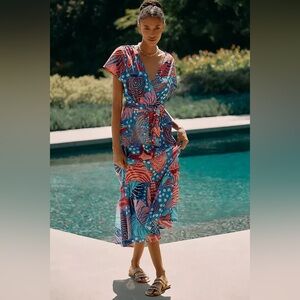 NWT FARM Rio Ocean Life Wrap Dress